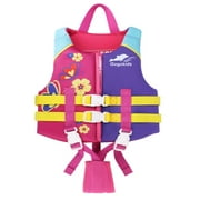 Gogokids Kids Swim Vest Toddler Life Jacket Flotation Buoyancy Swimsuit with Adjustable Safety Strap,Swim Jacket Pool Vest Learn to Swim for Children 20-70Lbs, Age 1-9 Years,Pink